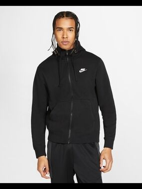 Nike Mens Sportswear Club Men's Full Zip Hoodie Sz Small Black BV2645-010